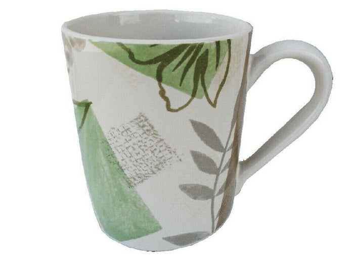 1 Corelle TEXTURED LEAVES 11oz Sandstone STONEWARE MUG Green Tan Brown