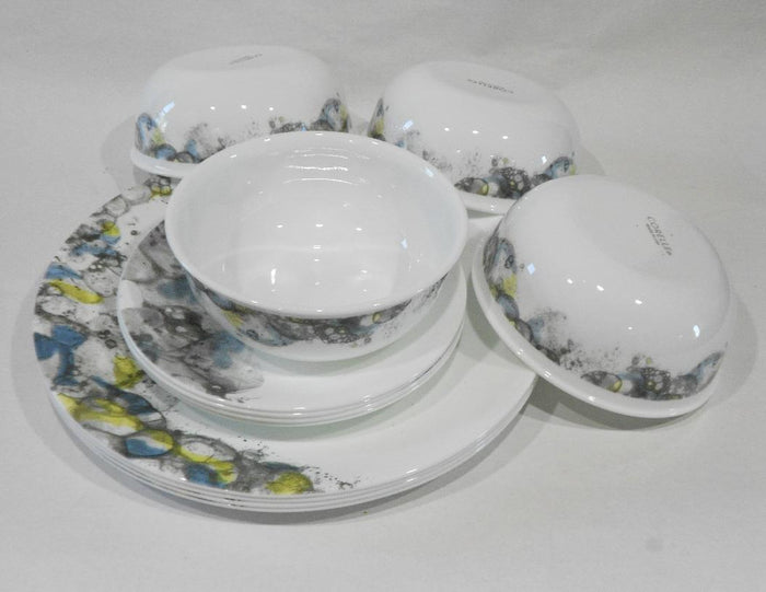 ❤️ 12-pc Corelle LUMOS Dinnerware Set / Sparkling Droplet Bubbles of Muted Colors