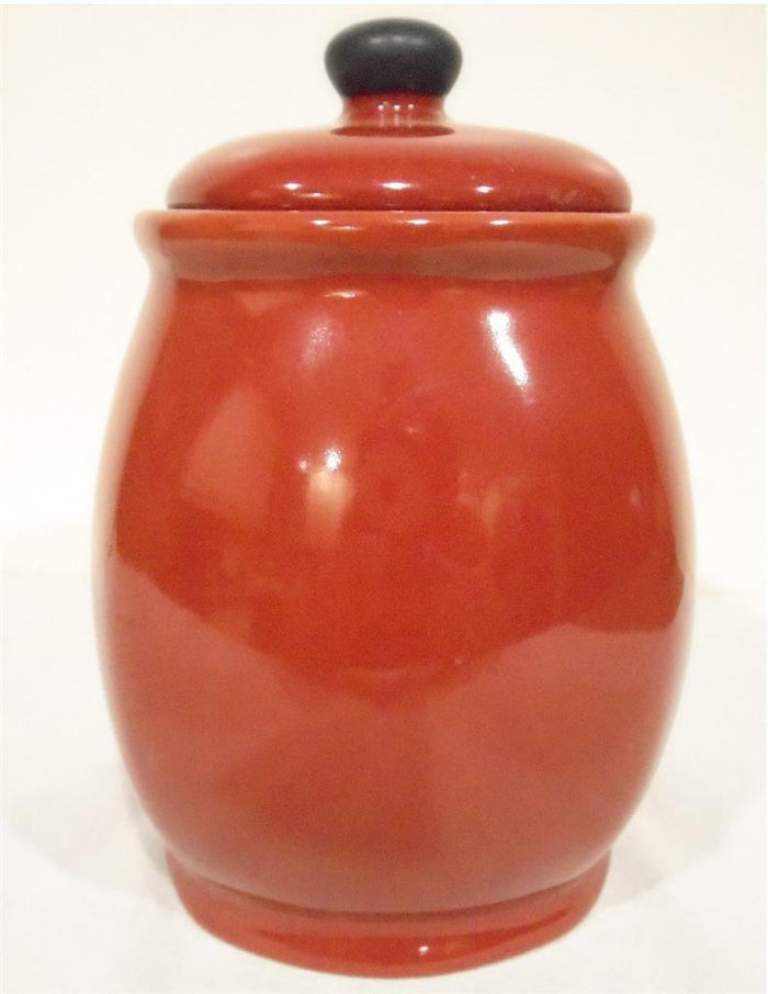17-oz Corelle HEARTHSTONE CHILI RED CANISTER Black Interior 5 1/4" BRICK *New