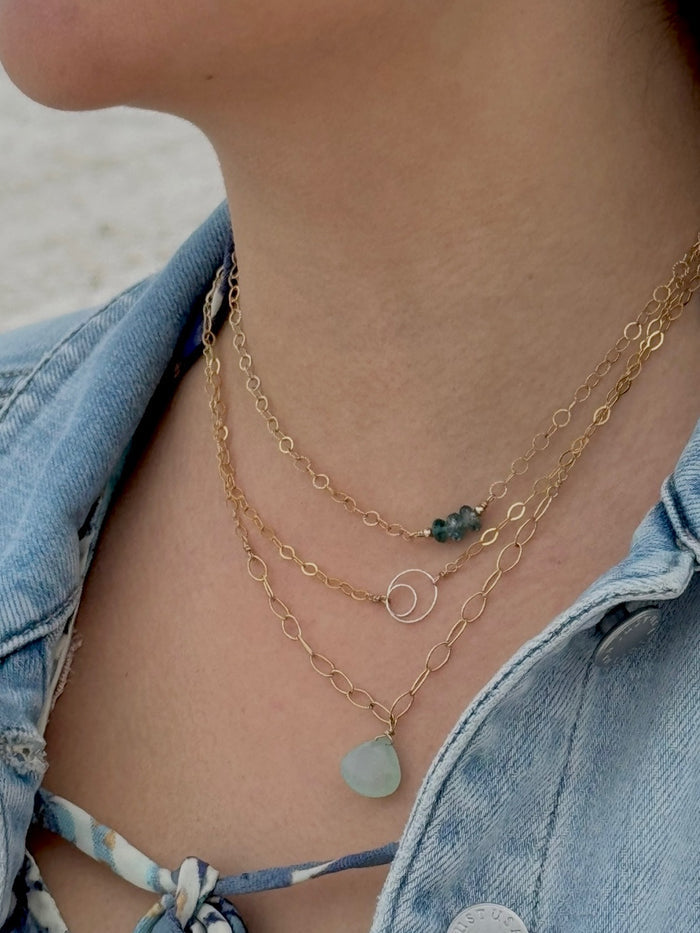 Apatite roundel short necklace gold filled