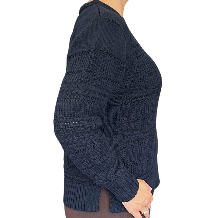 Autumn Cashmere Cable Cotton Sweater - Navy