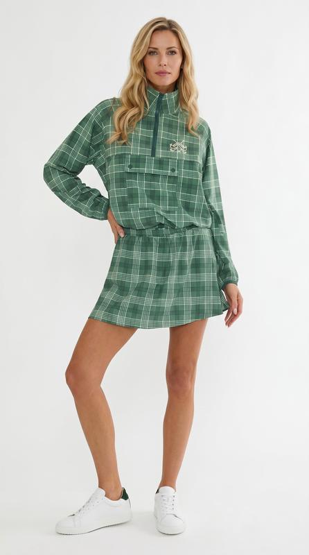 Beach Riot Atticus Pullover Jacket - Fairway Plaid Green