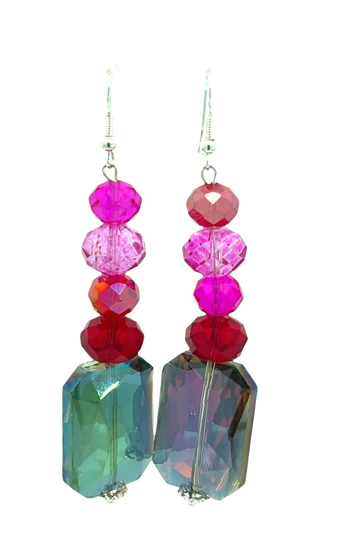 Style the Beaded Rectangle Crystal Dangle Earring exclusively at Born To Glam