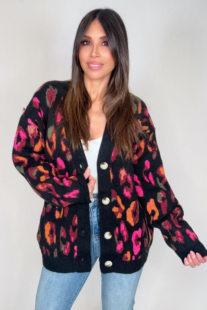 Style the Black Leopard Print Oversized Sweater exclusively at Born To Glam