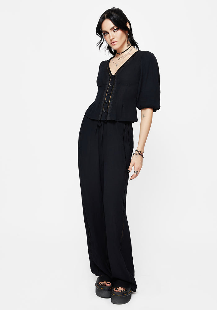 Blessing Lace Trim Wide Leg Trouser