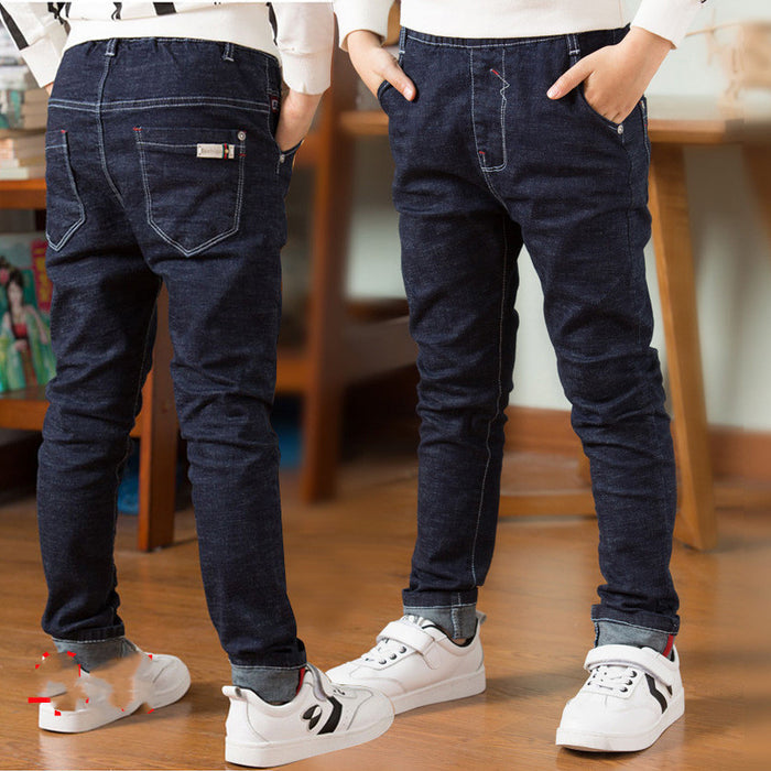 Warm denim for boys solid color design with letter detail