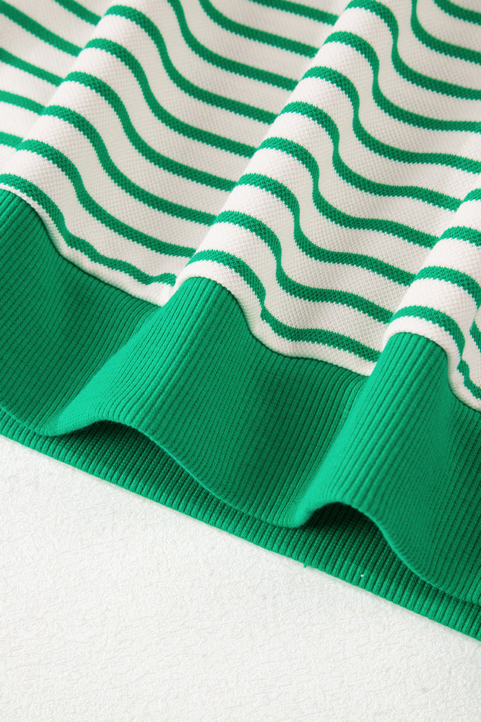 Contrast Detail Striped Ruffle Short Sleeve Top - Tops/Tops & Tees
