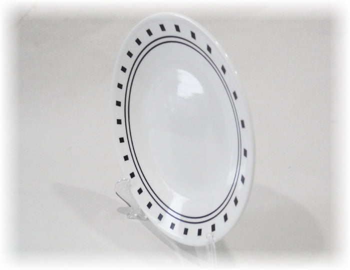 Corelle CITY BLOCK 6 3/4" BREAD PLATE Dessert *Black White GEOMETRIC Squares