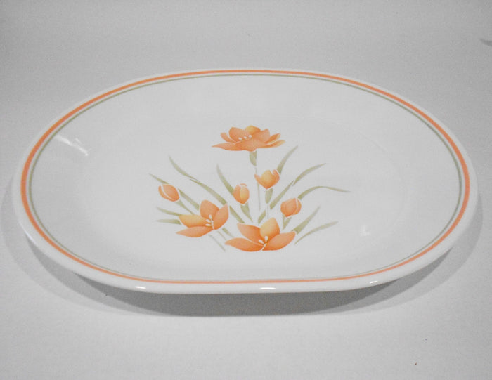 ❤️ Corelle PEACH FLORAL 12 x 10 SERVING PLATTER Meat Plate Tray Entree *Pastel Blossoms