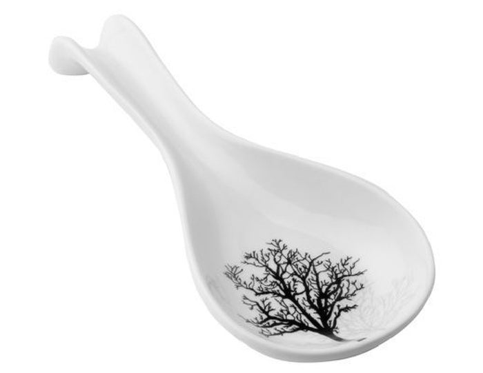 Corelle TIMBER SHADOWS Porcelain 8.75" SPOON REST *Black Grey Leafless Branches