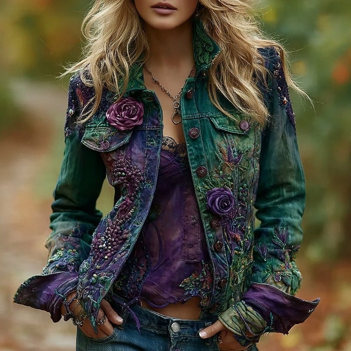 Denim jacket women styled with accessories for urban look