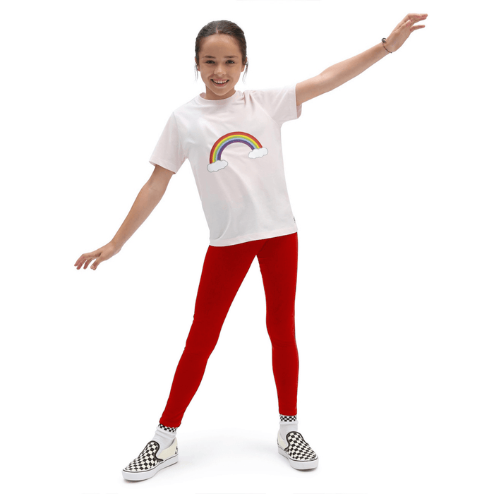 Girls T-shirt and legging set white shirt and red leggings (rainbow printed) - Hinz Clothing