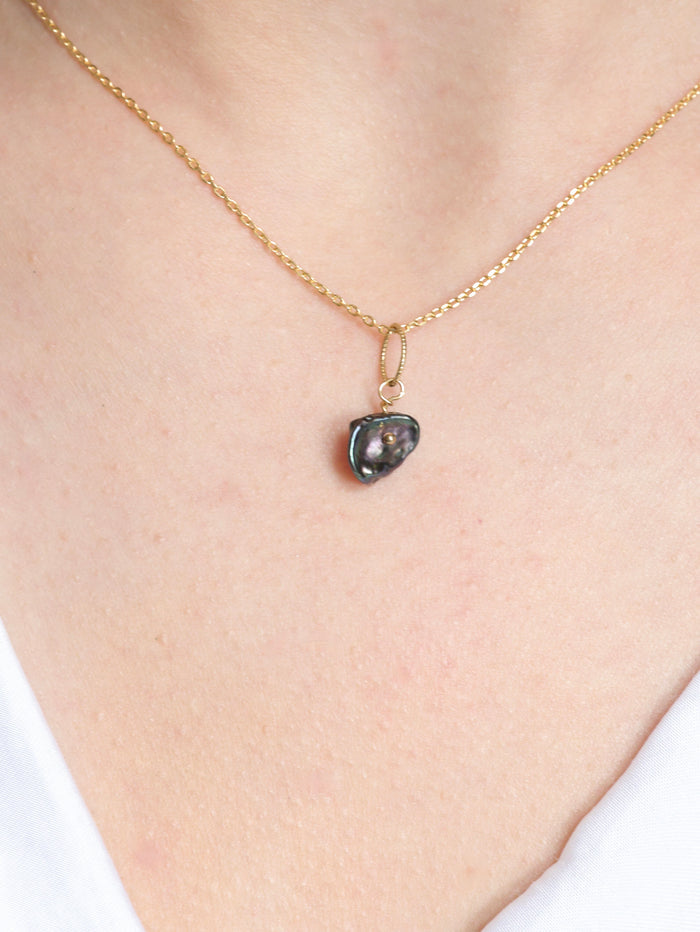 Harbor dark keshi petal pearl necklace