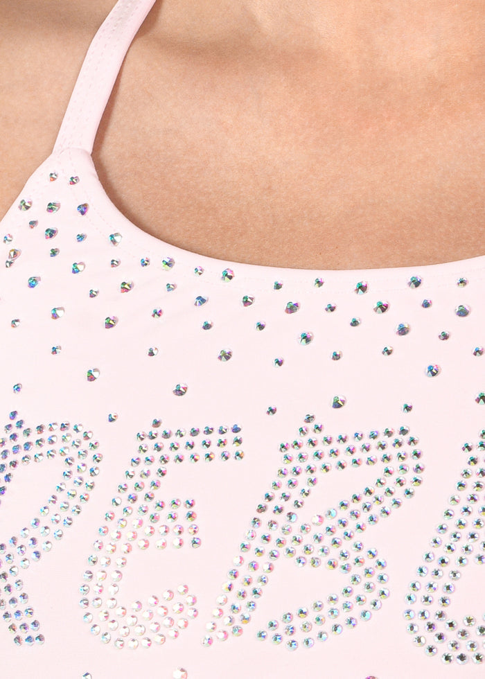 Kadie T-Back Sports Bra in Powder Pink