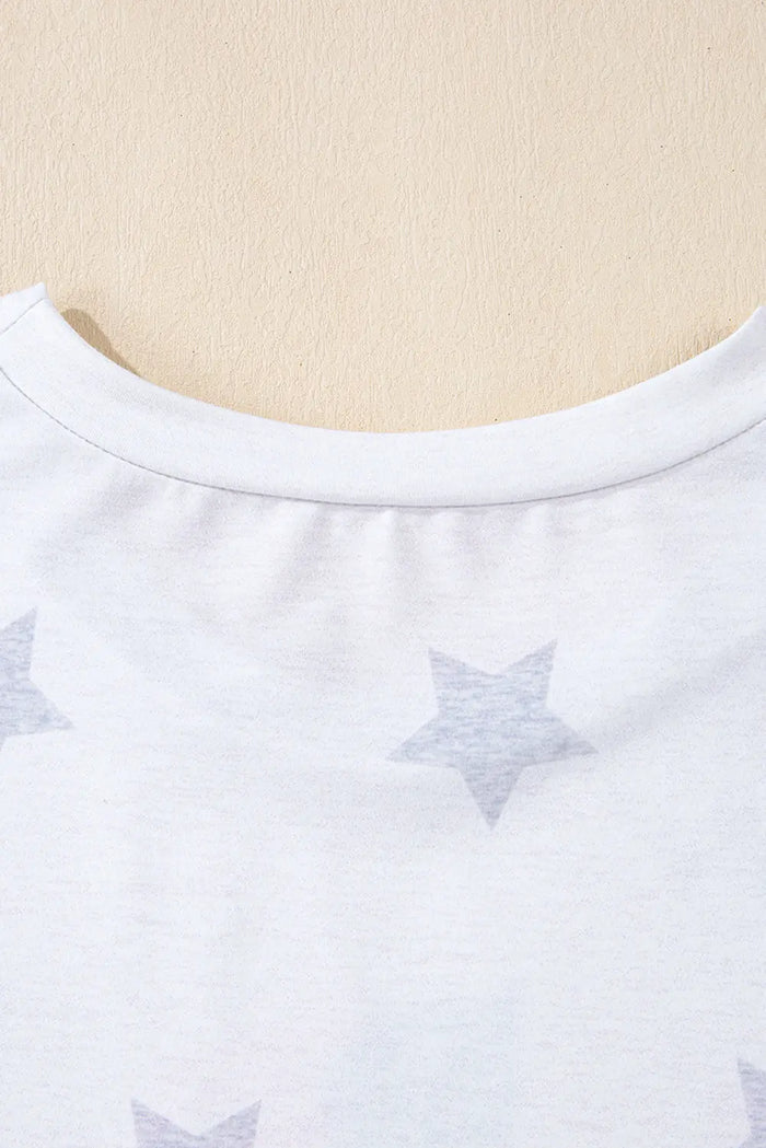 Khaki Patriotic Flag Bow Graphic Starry Round Neck T Shirt - Graphic/Graphic Tees