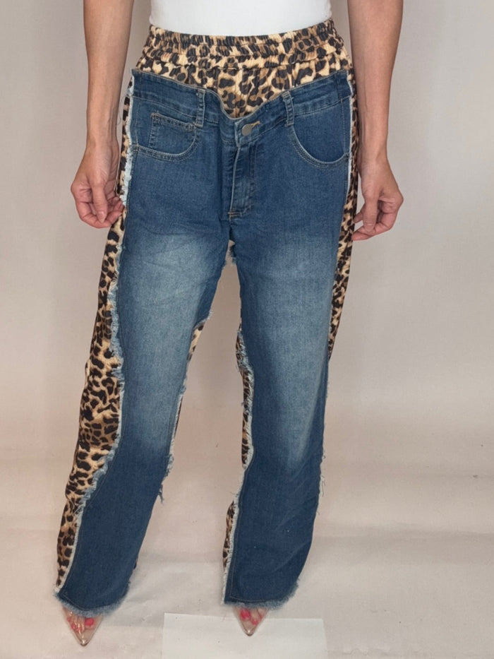 Style the Leopard Contrast High Waist Pants exclusively at Born To Glam