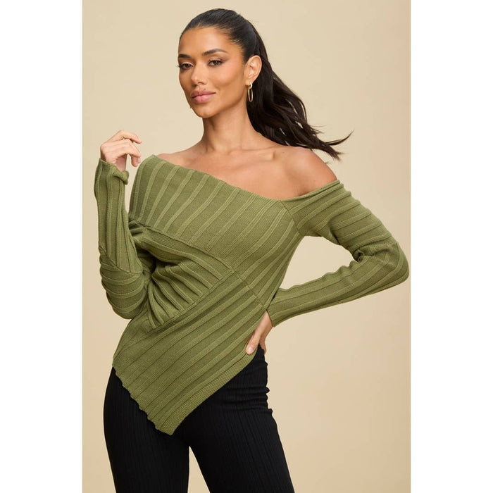 Style the Luxxel One Shoulder Knit Top exclusively at Born To Glam