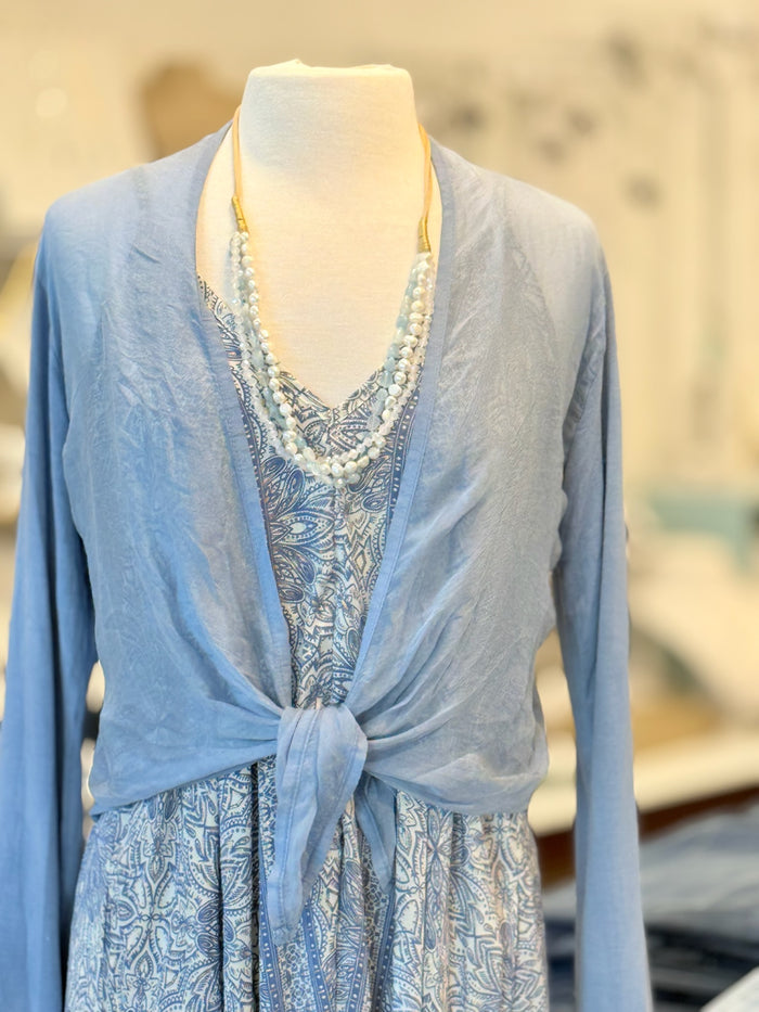 Maddy Dress in Blue detailed close up