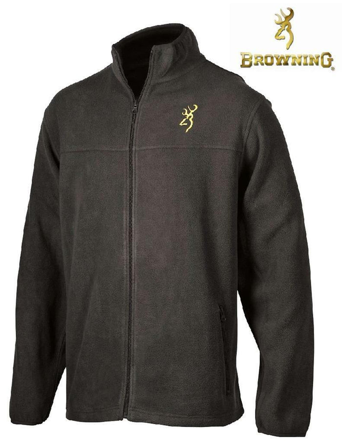 Medium 40-42 BROWNING Buckmark LARAMIE Full-Zip Soft BLACK FLEECE JACKET w/Logo