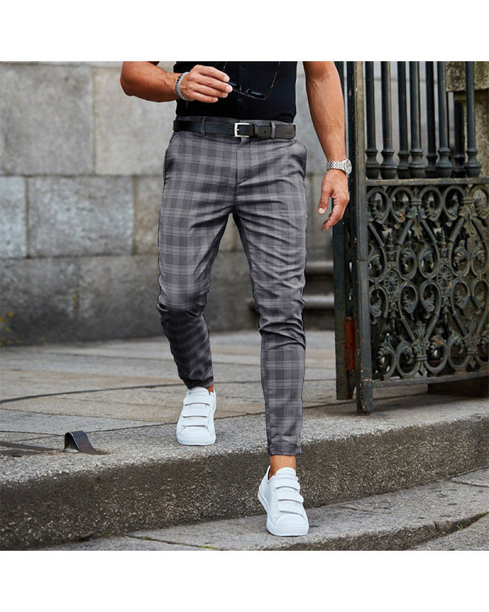 Men's Plaid Pants - Loose Fit Casual Workwear Trousers.