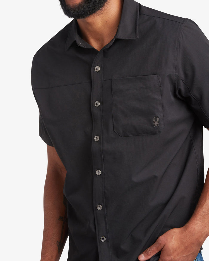 Men's Short Sleeve Ripstop Polo - Black