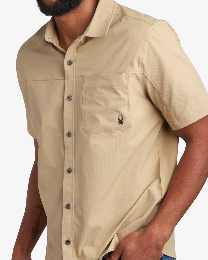 Men's Short Sleeve Ripstop Polo - Khaki