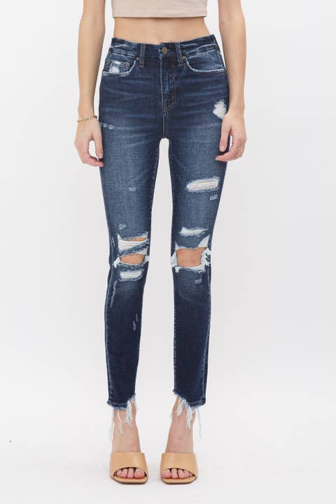 Style the Mica Denim Pesquie High Rise Ankle Skinny Jeans exclusively at Born To Glam