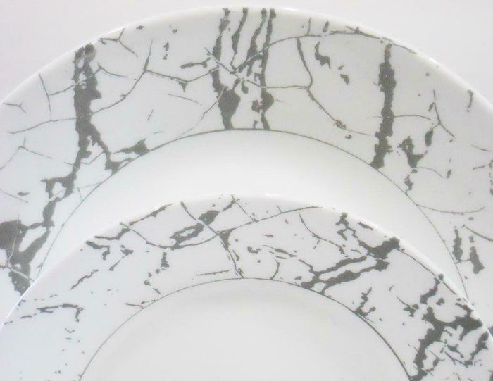 *NEW 20-pc Corelle STONE GREY DINNERWARE SET *Silver Gray Marble Asher Ribbons
