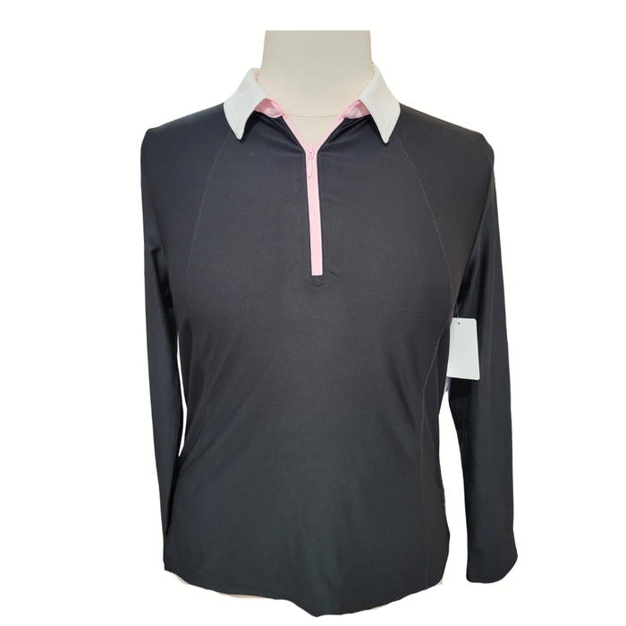 New Belyn Key Gracie Long Sleeve Top - Black/Pink Size L MSP$128