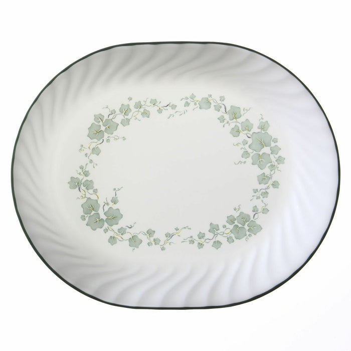 ❤️ NEW Corelle CALLAWAY Ivy Oblong SERVING PLATTER 12x10 Embossed Swirls GREEN