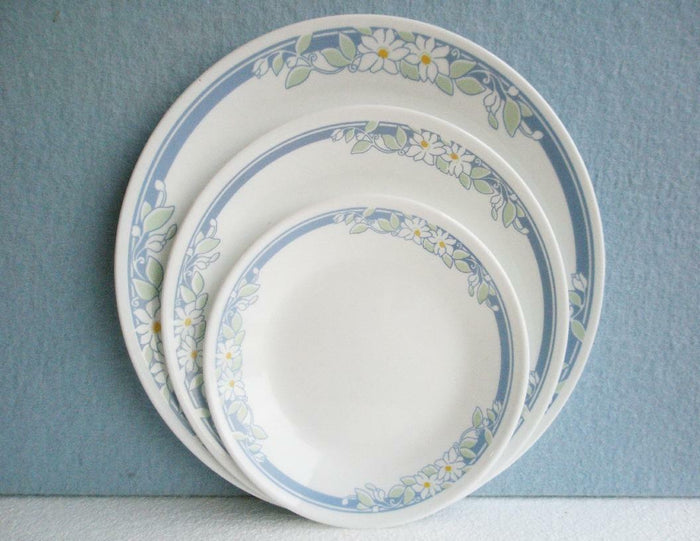 NEW Corelle JASMINE 6.75" BREAD DESSERT Plate WHITE Floral Blossom & BLUE Bands