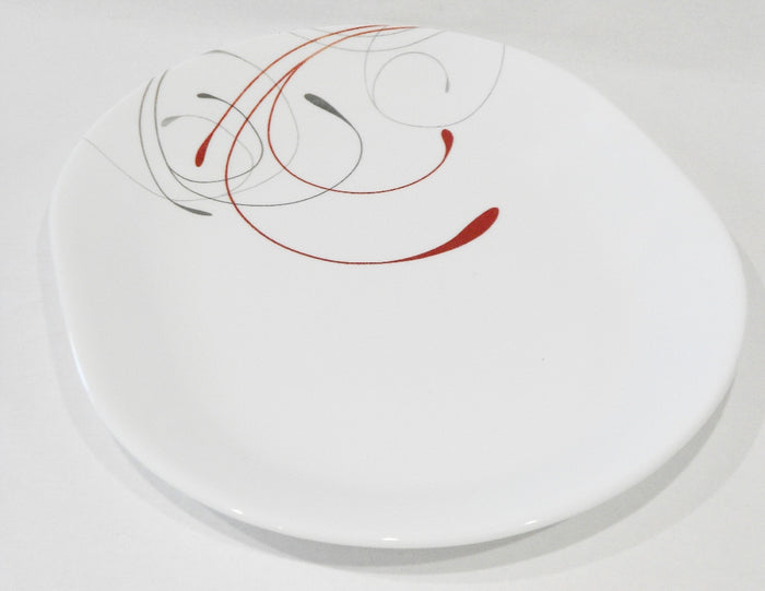 ❤️ NEW Corelle SPLENDOR 12.25" x 10" SERVING PLATTER *Energetic RED GRAY Scrolls