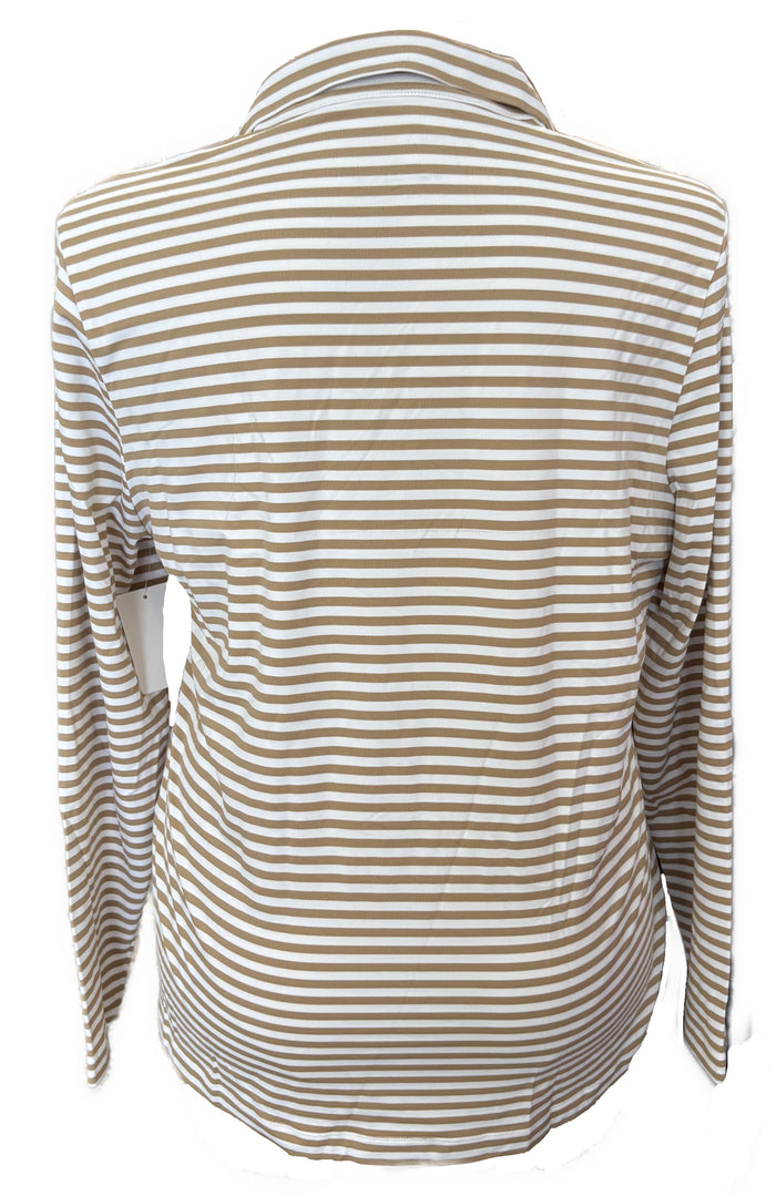 New Lohla Sport Women's White & Khaki Striped Golf Pullover Size XXL MSP$150
