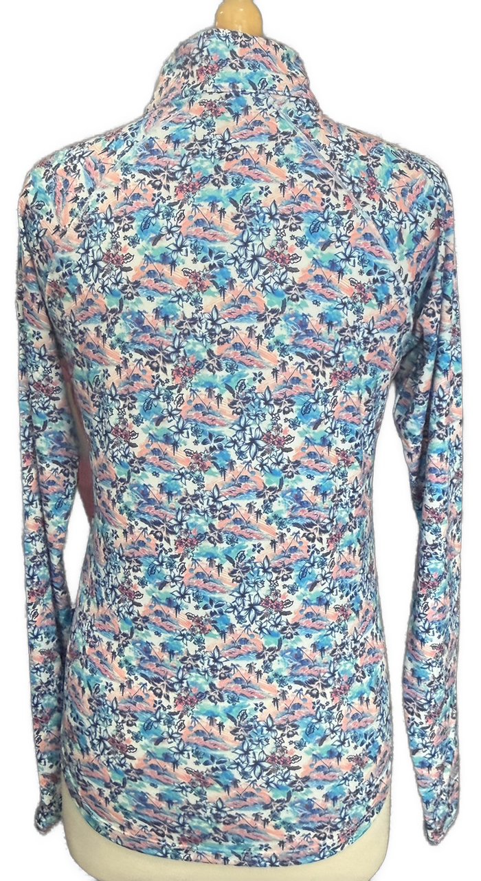 New Scales Women's LS White Vibrant Travels Pullover Size S MSP$85