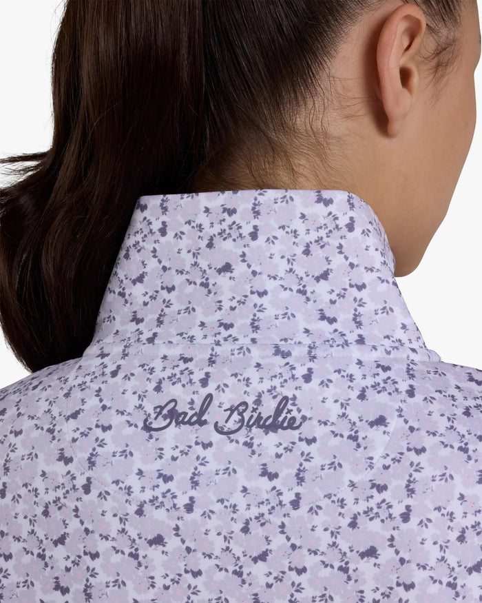 New Women's Bad Birdie At EAse Quarterzip - Garden Gala - Lavender Blue