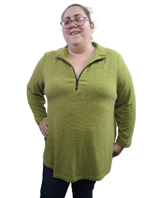 Girl Stretch Zip Neck Top