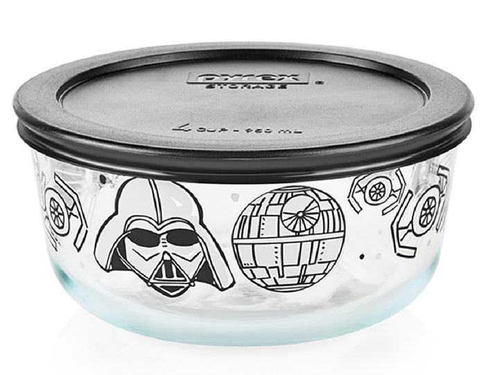 PYREX 4 Cup STAR WARS DARTH VADER Glass Storage Bowl w/ Black Cover