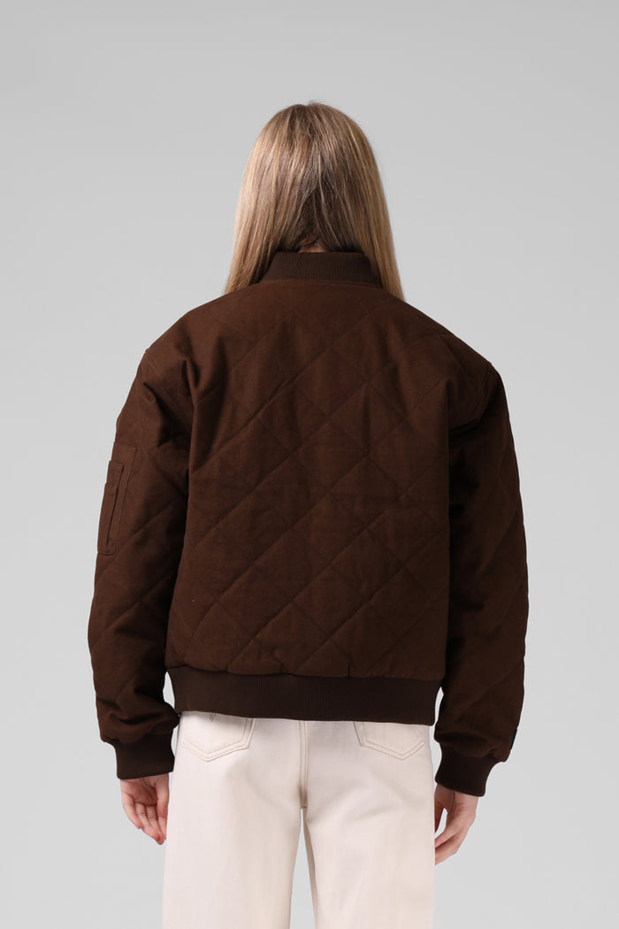 Quilted Bomber Jacket - Chocolate