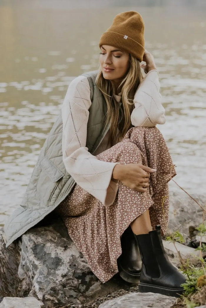 Grass Green Quilted Long Sleeveless Coat with Pockets - Outerwear/Sleeveless