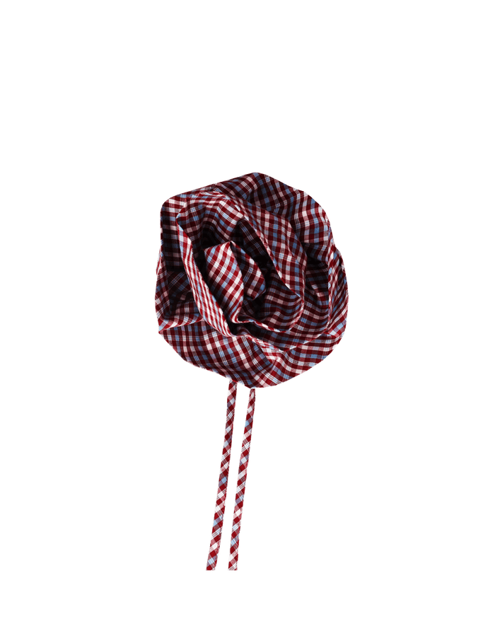 ROSETTE TIE BLUE WINE GINGHAM