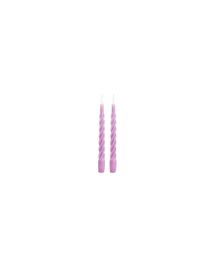 SET OF TWO TWISTED CANDLES LILAC