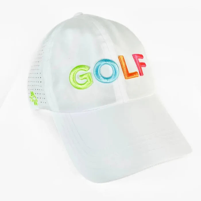 Vimhue Golf Puff Hat - White/Multi