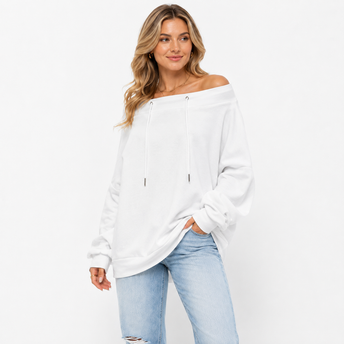 Slightly stretchy women top with soft hand feel, smooth surface and drawstring adjustment for flexible everyday dressing now.