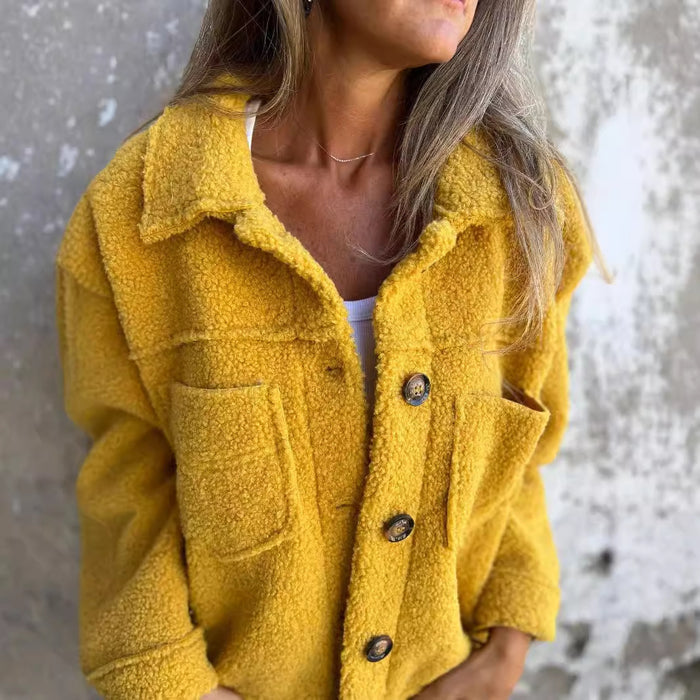 womens lamb wool coat stylish cropped winter outerwear