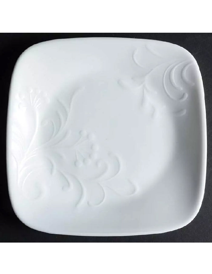 1 Corelle BOUTIQUE CHERISH White Embossed 6.5" Square BREAD DESSERT PLATE *New