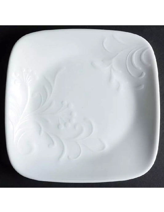 1 Corelle BOUTIQUE CHERISH White Embossed 6.5" Square BREAD DESSERT PLATE *New