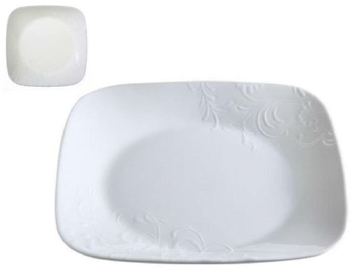 1 Corelle BOUTIQUE CHERISH White Embossed 6.5" Square BREAD DESSERT PLATE *New