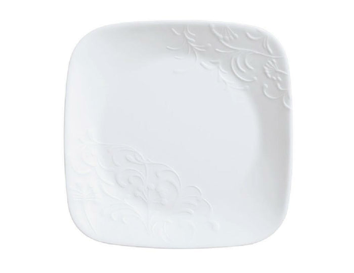 1 Corelle BOUTIQUE CHERISH White Embossed 6.5" Square BREAD DESSERT PLATE *New