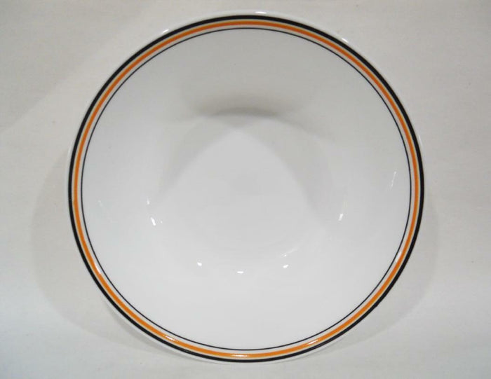 🦇 1 Corelle HALLOWEEN 1 Qt SERVING BOWL 8.5" Orange Black Bands /Treats Popcorn