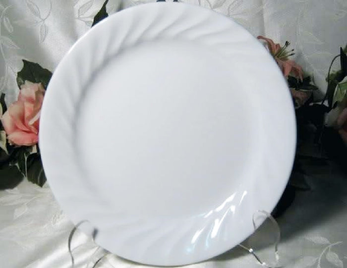 ❤️ 1 CORELLE Impressions ENHANCEMENTS 10.25" DINNER PLATE White Swirl Rim